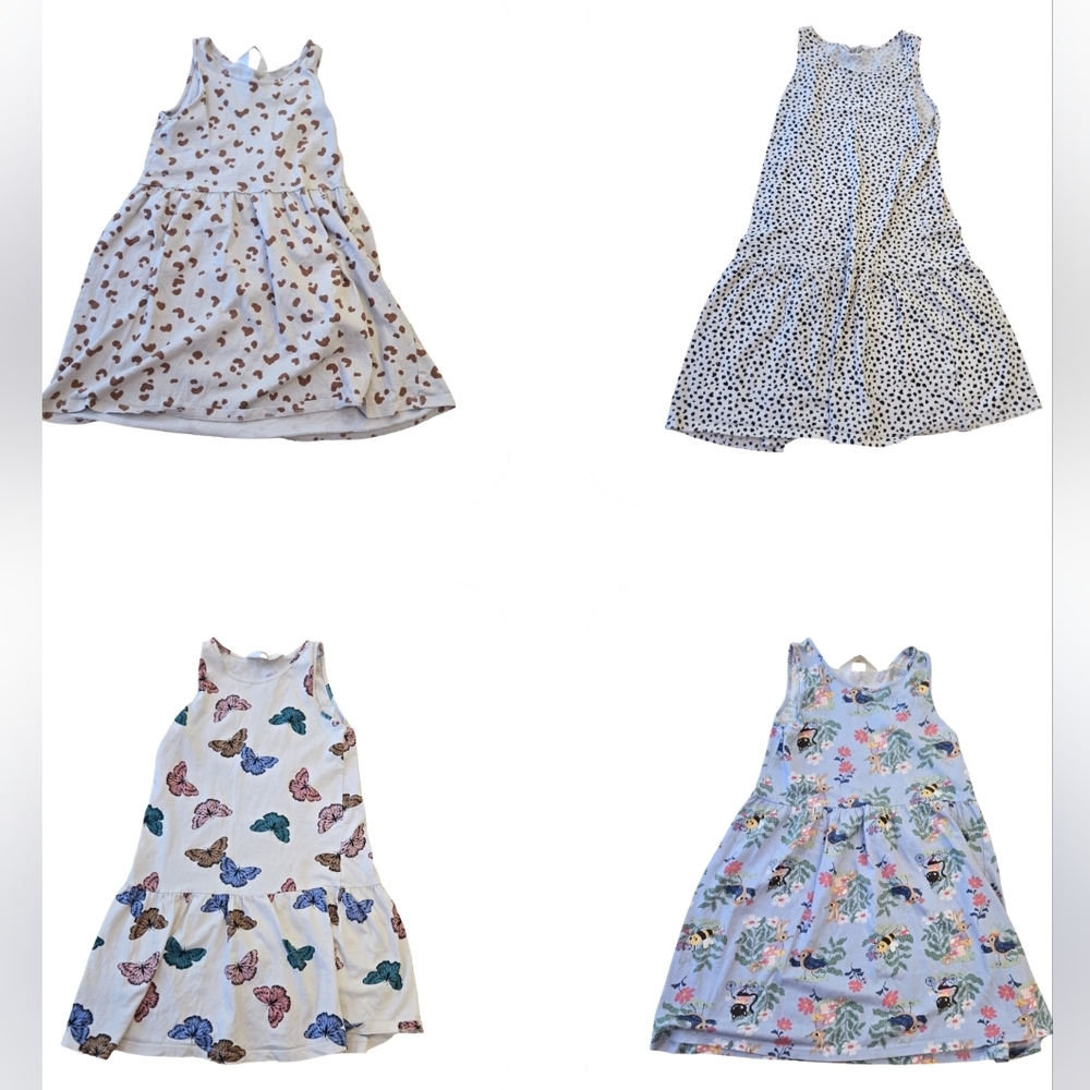H&M Set of Four Patterned Sleeveless Girl's Dresses Size: 8/10